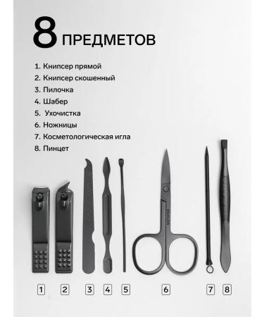 Set of manicure Black 8 items in a case black - Buy Online on GoSupps.com