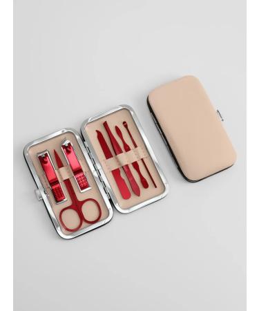 Manicure set 7 items in a case beige