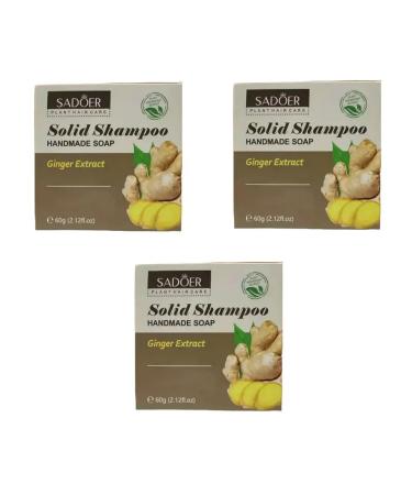sadoer Hair shampoo is hard with ginger extract 60g 3 pcs