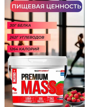 BioPharm Heiner Premium Mass Gainer Strawberry with Creatin 2380g - Buy Online on GoSupps.com