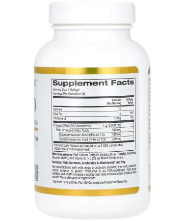 California Gold Nutrition Omega 800 (fish oil omega-3) 1000 mg 90 capsules - Buy Online on GoSupps.com