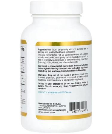 California Gold Nutrition Omega 800 (fish oil omega-3) 1000 mg 90 capsules - Buy Online on GoSupps.com