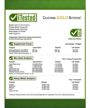 California Gold Nutrition Omega 800 (fish oil omega-3) 1000 mg 90 capsules - Buy Online on GoSupps.com