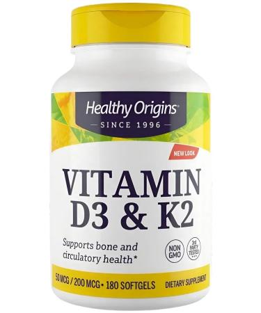 Healthy Origins Vitamin D3 2000 IU and K2 200 g 180 capsules