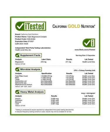 California Gold Nutrition Complex with magnesium Triple Magnesium Complex 120 capsules - Buy Online on GoSupps.com