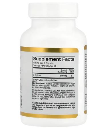 California Gold Nutrition L-Arginin 500 mg 60 capsules - Buy Online on GoSupps.com