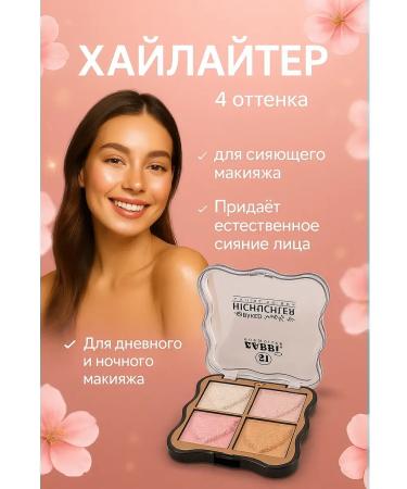 Mani Highlighter palette 4 shade for skin shining tone3