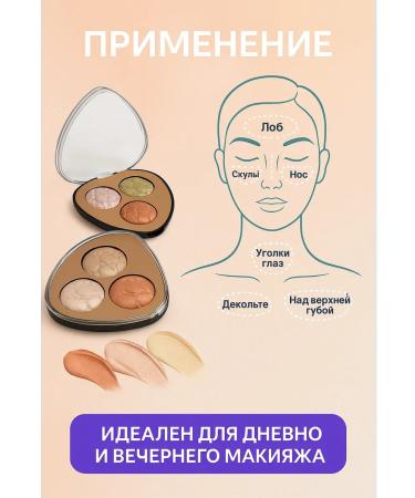 annet861 Highlighter for the face shining 3 shade tone 4 - Buy Online on GoSupps.com