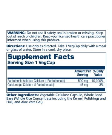 Solaray Pantothenic Acid 500MG 100 capsules - Buy Online on GoSupps.com