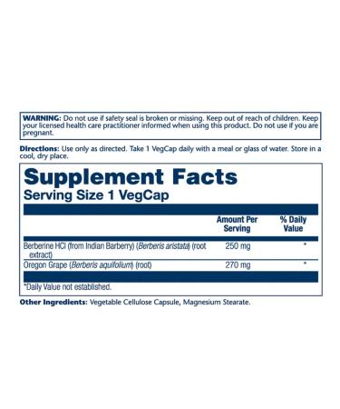 Solaray Berberine with Oregon Graph 60 capsules - Buy Online on GoSupps.com