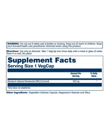 Solaray Monolaurine 500MG 60 capsules - Buy Online on GoSupps.com