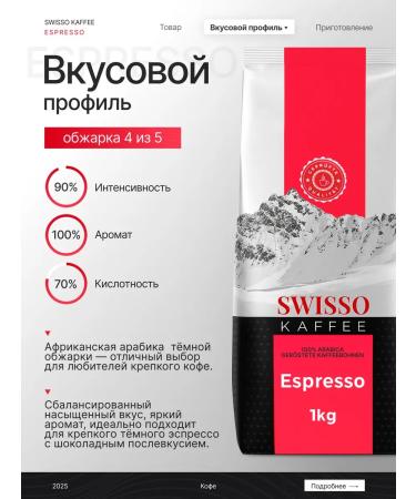 SWISSO KAFFEE Coffee in the grains of Arabica Swisso Espresso 1 kg - Buy Online on GoSupps.com
