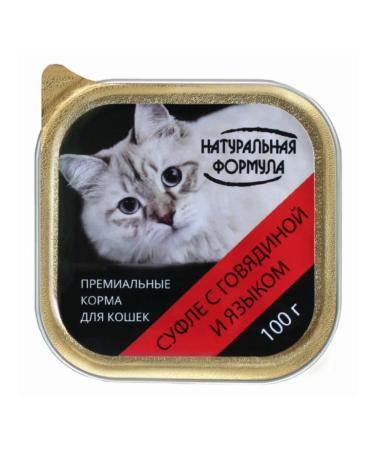 Natural formula Cat food for a wet souffle with beef and tongue 100g