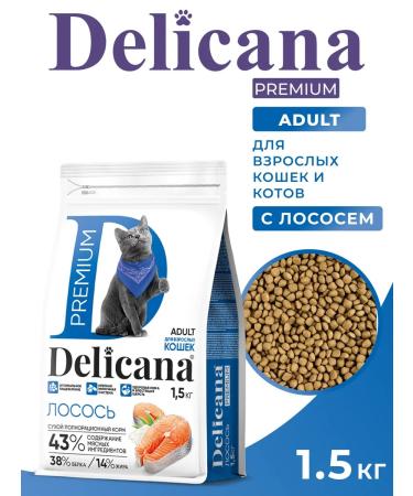 Delicana Dry food for cats with salmon 1.5 kg - Buy Online on GoSupps.com