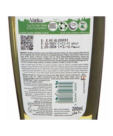 Dabur VATIKA Hair oil enriched with oliva 200ml - Buy Online on GoSupps.com
