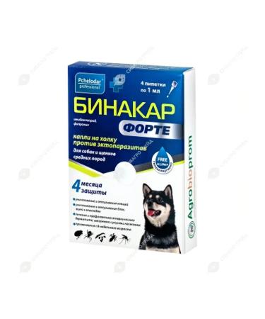 agrobioprom BINAKAR FORTE drops for dogs and puppies of medium breeds 4 pipettes of 1 ml