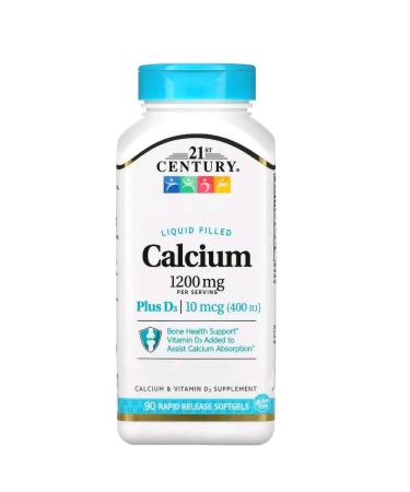 21st Century Calcium 1200 mg with vitamin D3 90 capsules - Buy Online on GoSupps.com