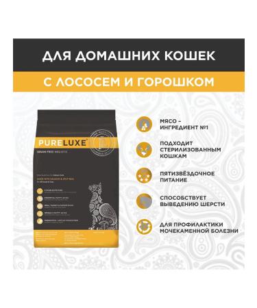 PureLuxe Dry food for homemade cats with salmon and peas 1.5 kg - Buy Online on GoSupps.com