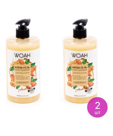 WOAHQB Cream-gel for hands and body sweet almonds 650 ml 2 pcs