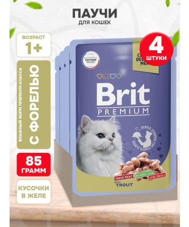 Brit Wet feed Premium for cats trout in jelly 85 g 4 pcs