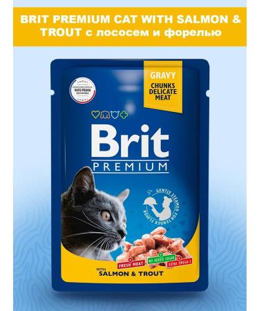 Brit Wet feed Premium for cats salmon trout 85 g 8 pcs - Buy Online on GoSupps.com