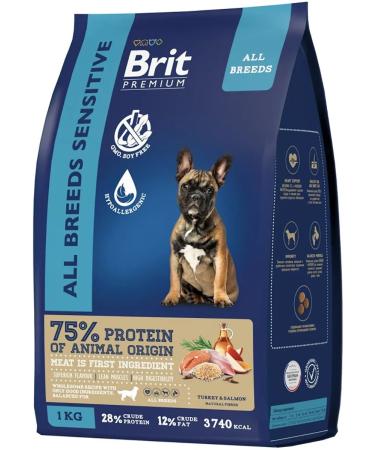 Brit Dry Premium food for sensitive dogs salmon 1 kg - Buy Online on GoSupps.com