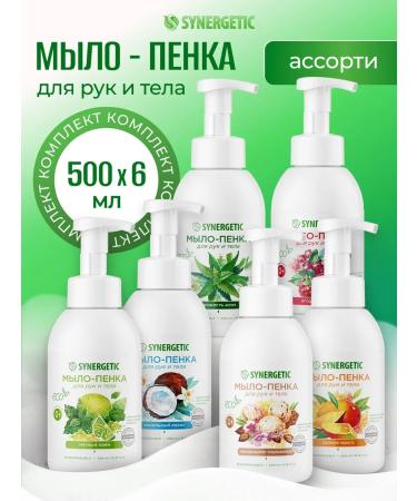 SYNERGETIC SYNERGETIC Liquid soap-peen for hands and body set 6x500 ml
