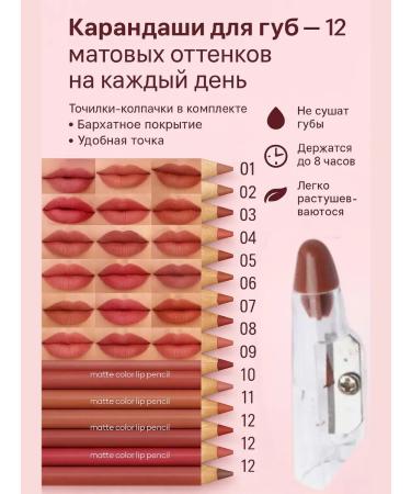 TREVAS Set of lip pencils 12 pcs - Buy Online on GoSupps.com