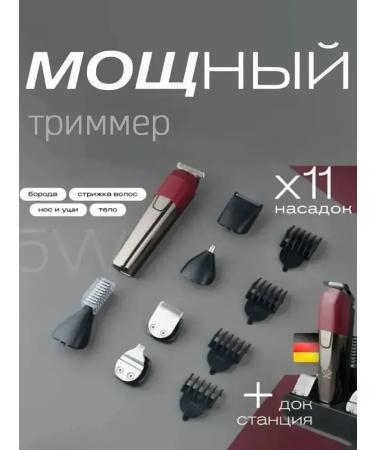 Trimmer for a beard and mustache 10 nozzles gray metallic