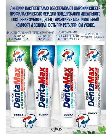 ELKOS A set of toothpastes for comprehensive protection against caries and periodontal disease prevention: DENTAMAX FLUOR FRESH + KRAUTER 2 125 ml. Germany - Buy Online on GoSupps.com