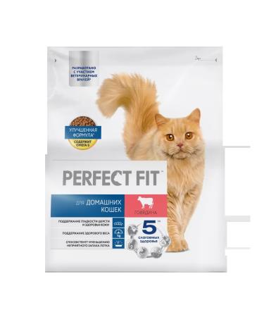 PERFECT FIT Dry food for cats living in the room beef 1.2kg - Buy Online on GoSupps.com