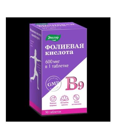 Evalar Folic acid with vitamins B12 and B6 N90 Table of 0.22g - Buy Online on GoSupps.com