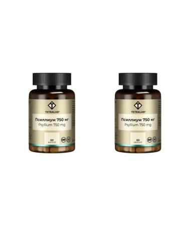 TETRALAB psillium 750mg N60 caps at 750mg - 2pcs