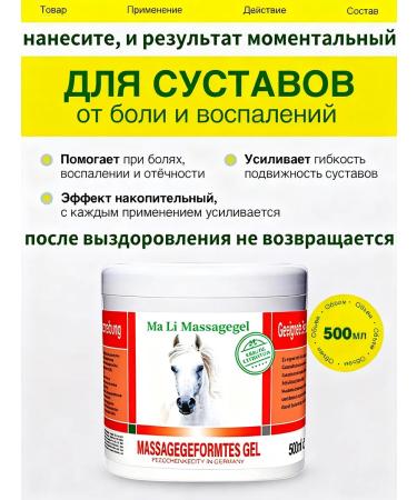 Horse ointment for back from pain extrusion for the spine