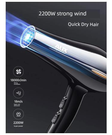 Hairdryer AUX OAKS-2200W strong wind 50 million ions blue - Buy Online on GoSupps.com