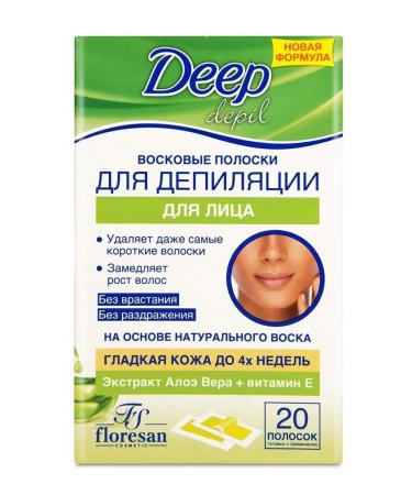 Beauty and care Floresan deep depil wax strips for facial depilation with aloe vera 20 pcs.