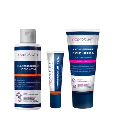 Beauty and care Noproblem Set: Cream-foam + Lotion for oily skin + Anti-acne gel for oily skin