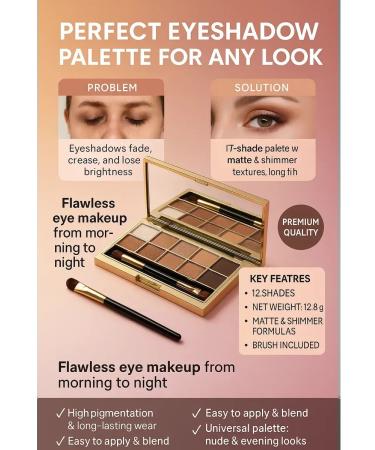 NMV Palette shadows for eyelids 12 colors are matte and shimmer - Buy Online on GoSupps.com