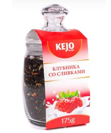 Kejo foods Tea black leaf strawberries with cream 175 gr