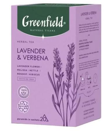 Greenfield Herbal tea lavender verbena 20 pyramids of 18 g