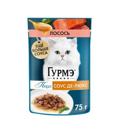 Gourmet Wet food de-lux sauce for cats with salmon 75g x 26pcs - Buy Online on GoSupps.com