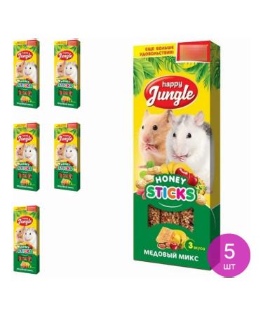 HAPPY JUNGLE Sticks for small rodents honey mixers (a set of 5 pcs)