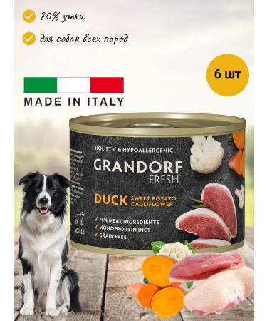 Grandorf Canned food for dogs a duck with a duck with a battalum 6x200g