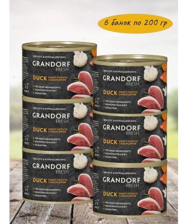 Grandorf Canned food for dogs a duck with a duck with a battalum 6x200g - Buy Online on GoSupps.com