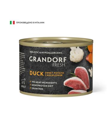 Grandorf Canned food for dogs a duck with a duck with a battalum 6x200g - Buy Online on GoSupps.com