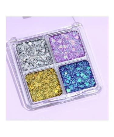 Bright set of shadows with glitter for expressive eyes
