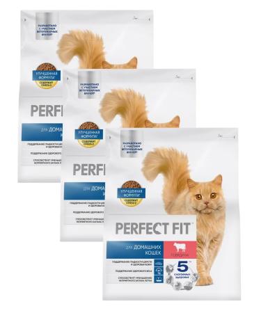 PERFECT FIT Dry food for domestic cats beef 3pcs of 1.2kg - Buy Online on GoSupps.com