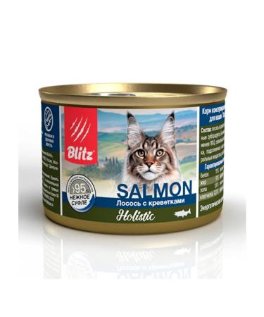 BLITZ Canned food for adult cats salmon with shrimp 200g x 24pcs