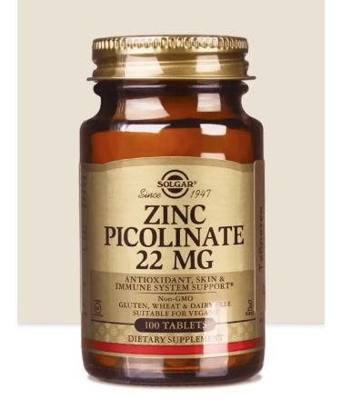 Solgar zinc picoline vitamins 22 mg No. 100 - Buy Online on GoSupps.com
