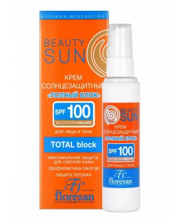 Floresan Sunscreen Cream Full Block SPF 100 Beauty Sun 75ml - Buy Online on GoSupps.com